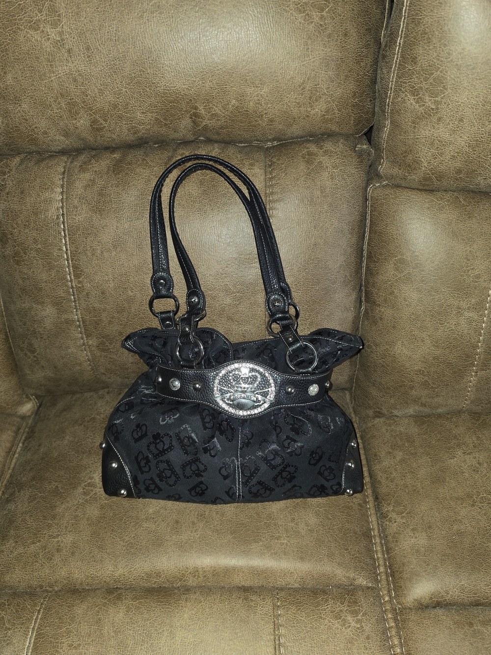 NWOT Black KVZ Women's Belted Shopper Bag with Decorative Buckle